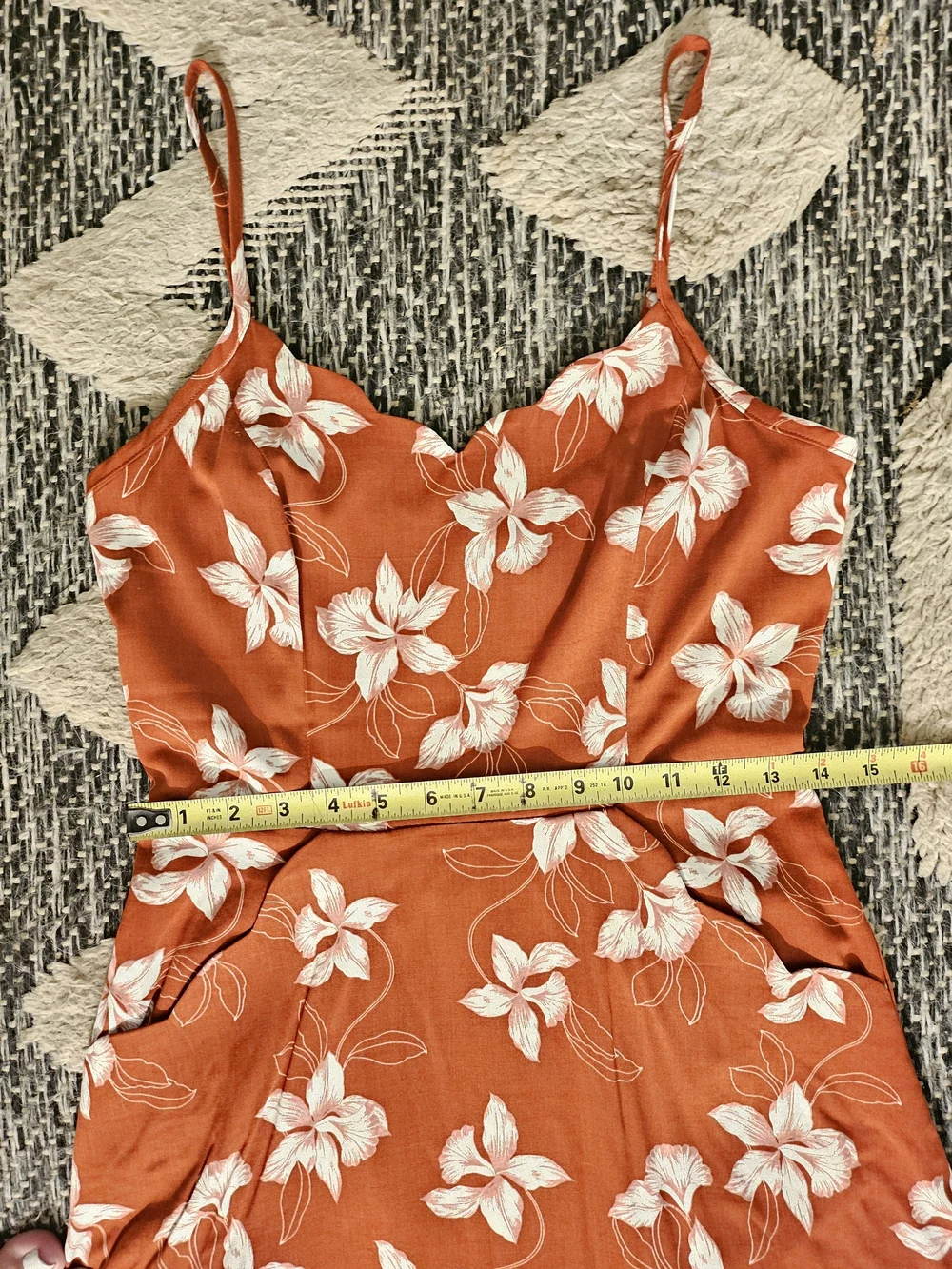41 Hawthorn Rust Slip Dress with White Floral Print - Picture 3 of 5